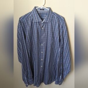 BUGATCHI PLAID DRESS BUTTON DOWN WITH FLIP CUFF Size 2XL  Excellent condition‎